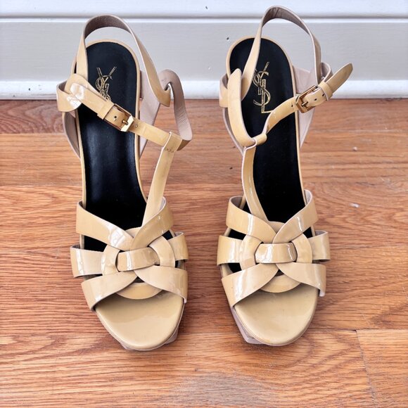 YSL Tribute Platform Patent Leather Sandals - Picture 6 of 10